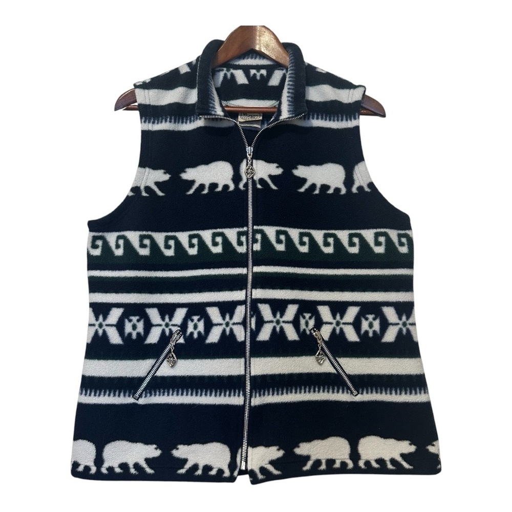 Vintage Polar Bear Patterned Fleece Vest LA Seat Covers Canada Size Large Unisex